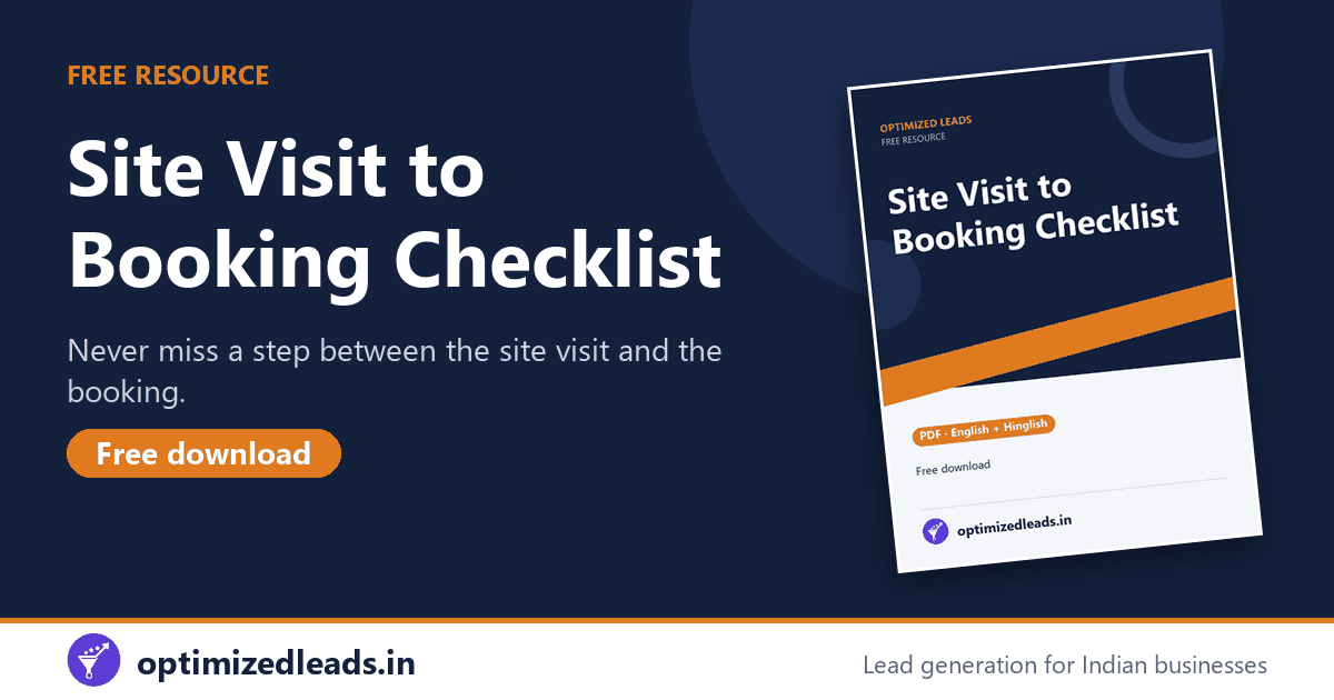 Site Visit to Booking Checklist: free PDF from Optimized Leads